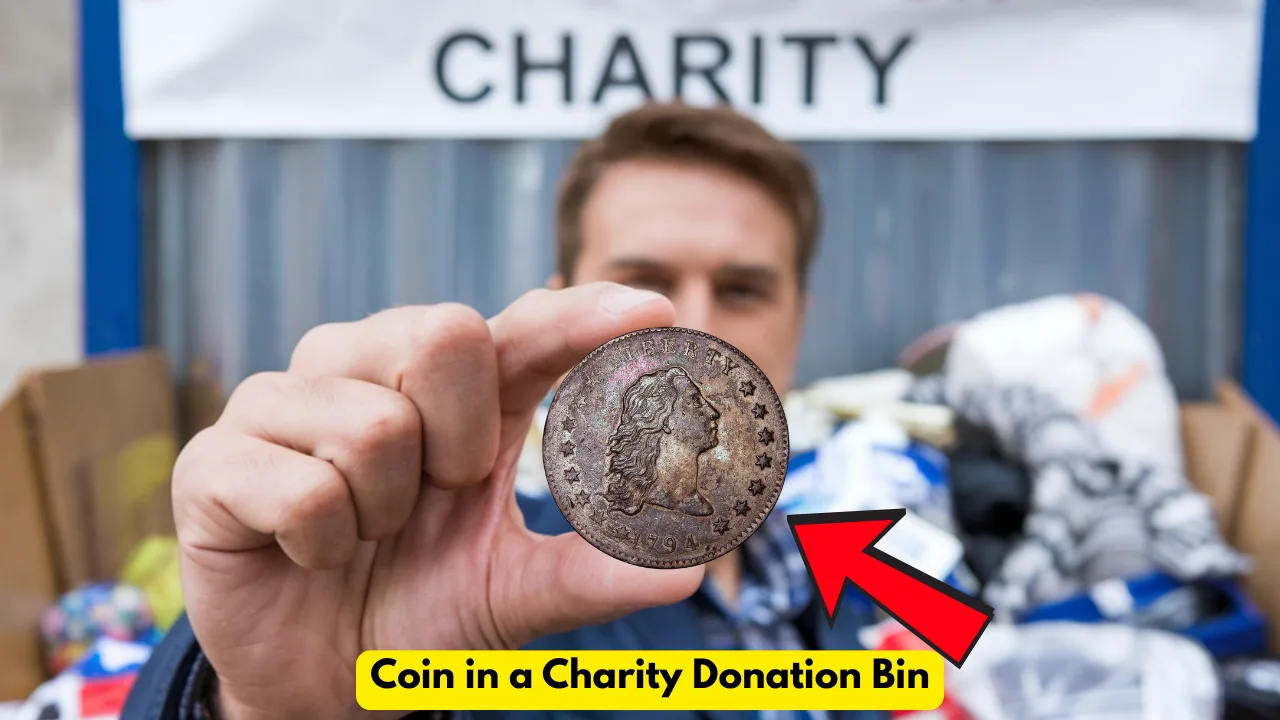 Coin in a Charity Donation Bin